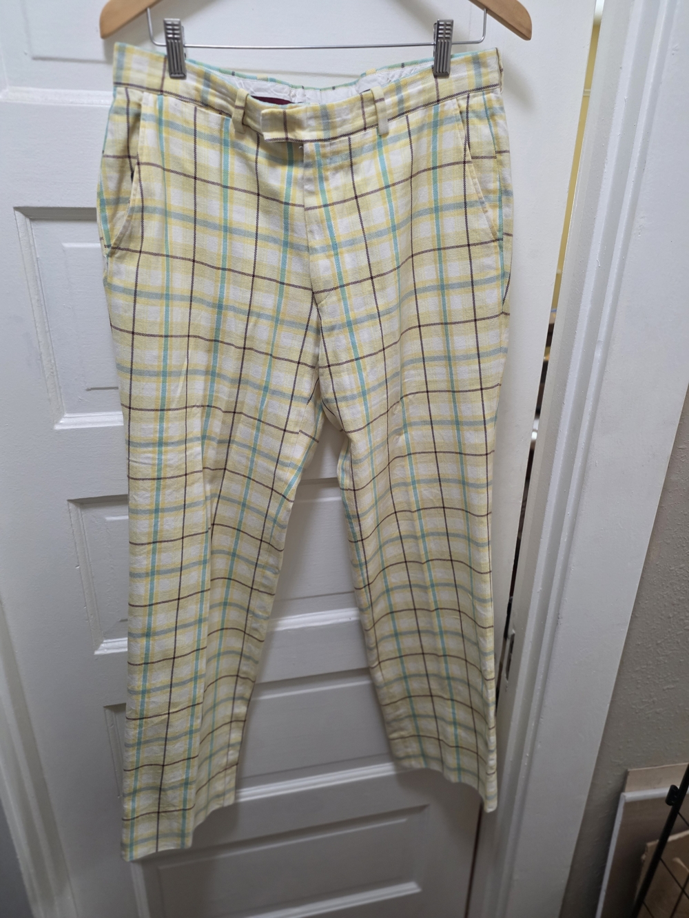 Men's BURBERRY  Plaid Chinos - Flat Front.